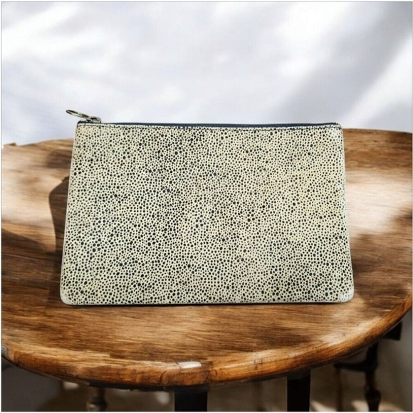 Madewell Pouch Wallet Coin Bag Animal Print Cheetah Calf Hair Textured Case - Picture 9 of 10